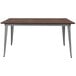 A Flash Furniture rectangular dining table with a rustic walnut wood top and silver metal legs.