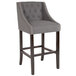 Flash Furniture CH-182020-T-30-DKGY-F-GG Carmel Series Dark Gray Tufted Fabric Bar Stool with Walnut Frame and Nail Trim Accent Main Thumbnail 1