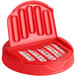 A red plastic induction lined shaker flap spice container lid with a 110/400 finish.