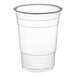 A clear plastic cup with a rim.