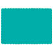Hoffmaster 310527 10" x 14" Teal Colored Paper Placemat with Scalloped Edge   - 1000/Case Main Thumbnail 2