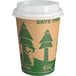 An EcoChoice paper coffee cup with a Kraft tree print and lid.