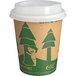 A EcoChoice paper hot cup with a Kraft tree print and lid.