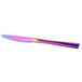 A Bon Chef Manhattan stainless steel dinner knife with a rainbow colored handle.