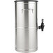 A silver stainless steel Bloomfield 3 gallon iced tea dispenser with a black handle.