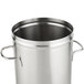 A silver stainless steel Bloomfield 3 gallon iced tea dispenser with handles.