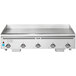 A Vulcan stainless steel natural gas griddle with four atmospheric burners.