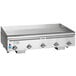 A stainless steel Vulcan liquid propane gas griddle with infrared burners.