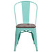 Flash Furniture ET-3534-MINT-WD-GG Mint Green Stackable Metal Chair with Vertical Slat Back and Wood Seat Main Thumbnail 2