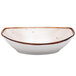 A white china deep bowl with a brown Pueblo rim.
