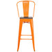 Flash Furniture CH-31320-30GB-OR-WD-GG 30" Orange Stackable Metal Bar Height Stool with Vertical Slat Back and Wood Seat Main Thumbnail 2