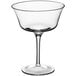 An Acopa Deco clear flared coupe glass with a stem.