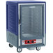 A blue Metro C5 heated holding cabinet with clear door.