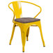 Flash Furniture CH-31270-YL-WD-GG Yellow Stackable Metal Chair with Arms, Vertical Slat Back, and Wood Seat Main Thumbnail 1