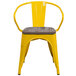 Flash Furniture CH-31270-YL-WD-GG Yellow Stackable Metal Chair with Arms, Vertical Slat Back, and Wood Seat Main Thumbnail 2