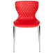 A red plastic Flash Furniture Lowell chair with metal legs.