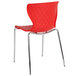 A red Flash Furniture plastic chair with metal legs.