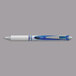 A blue and white Pentel EnerGel RTX pen.