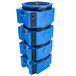 A stack of blue B-Air containers with black lids.