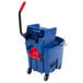 A blue Rubbermaid WaveBrake mop bucket with a handle.
