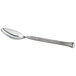 A Oneida Wyatt stainless steel oval bowl soup/dessert spoon with a silver handle.