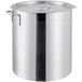 A large silver Choice aluminum stock pot with a lid.
