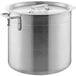 A silver Choice aluminum stock pot with a lid.