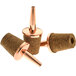 A group of three Barfly copper-plated stainless steel dasher tops with a metal tip.