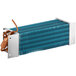 An Avantco evaporator coil with copper pipes and blue and copper heat exchanger fins.