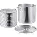 Choice 80 Qt. Standard Weight Aluminum Stock Pot with Steamer Basket and Cover Main Thumbnail 3