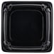 A black square Sabert disposable deli platter with a high square dome lid.