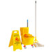 Lavex Janitorial Wet Mop Kit with 35 Qt. Yellow Mop Bucket, Wet Floor Sign, Mop Head, and Handle Main Thumbnail 2