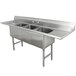 Advance Tabco FC-3-1824-18RL Three Compartment Stainless Steel Commercial Sink with Two Drainboards - 90" Main Thumbnail 1