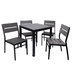 BFM Seating PH4L3131GRBL Seaside 31" Square Black Metal Bolt-Down Standard Height Table with Gray Synthetic Teak Top Main Thumbnail 3