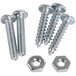 A group of screws and nuts on a white background.
