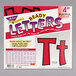 A box of red and white paper Trend Playful Combo Set letters and numbers.