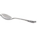A silver spoon with a handle.