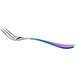 A Reserve by Libbey stainless steel cocktail fork with a rainbow handle.