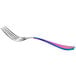 A Reserve by Libbey stainless steel salad fork with a rainbow colored handle.