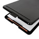 A black Universal storage clipboard with a white paper inside.