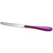 A Reserve by Libbey stainless steel dinner knife with a colorful handle.