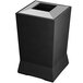 A black rectangular Commercial Zone waste container with a square stainless steel lid.