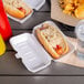 Dart 72HT1 7" x 4" x 2" White Foam Hinged Lid Hot Dog Container - 500/Case Main Thumbnail 1