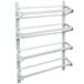 A white metal Bulman wall rack with four shelves for paper rolls.