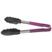 Vollrath 478091280 Jacob's Pride 9 1/2" Heat Resistant Nylon Tip Cooking Tongs with Purple Coated Handle Main Thumbnail 2