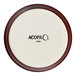 A round porcelain ramekin with a chestnut-colored rim and the brand name 'Acopa' printed on the bottom.