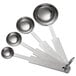 A set of Vollrath stainless steel round measuring spoons.