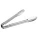 Two Vollrath stainless steel tongs with scalloped edges.