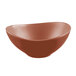 A close-up of a Libbey Driftstone bowl with a brown rim on a white background.