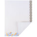 Menu paper with a white sheet of paper with brown and white checkered corners containing a retro jukebox design.